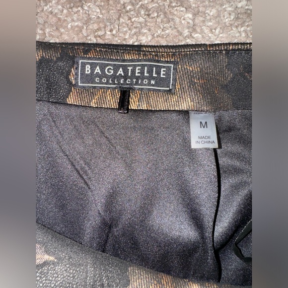 Bagatelle Collection Black and Gold Jacquard Floral Skirt - Picture 3 of 5